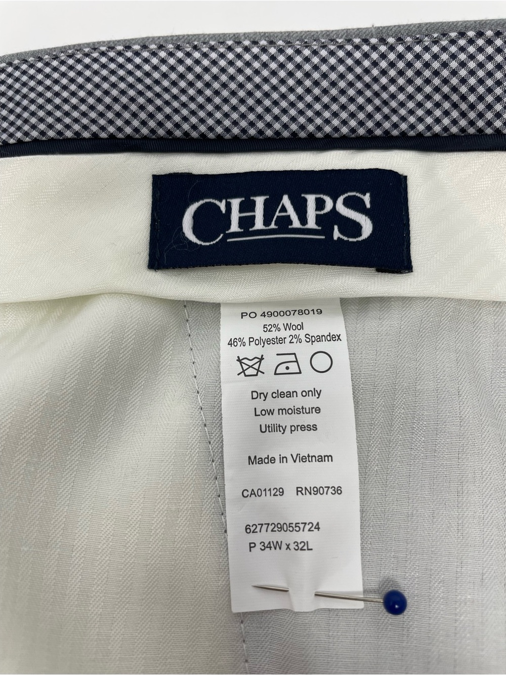 Men’s Chaps White Dress Pants with Navy Label and Navy Trim